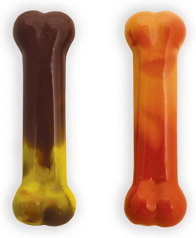 Nylabone Power Chew Flavor Frenzy Bone Chew Toy for Dogs, Indestructible Chew Toys for Aggressive Chewers, Bacon Cheeseburger & Apple Pie Flavor, Small/Regular - Up to 25 Ibs. (2 Count) - PAWPICO