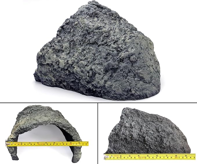 Rock Cave Habitat Hidden for Reptile and Amphibians.Terrarium & Aquarium Decor, Reptile hideout Hide Cave, Perfect for Bearded Dragons,Lizards,Snakes,Turtles,Geckos,Tortoises,Small Animals -Large Size PAWPICO