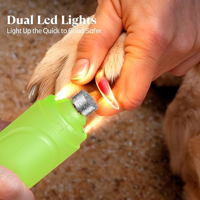 YABIFE Dog Nail Grinder, Dog Nail Trimmers and Clippers Kit, Super Quiet, Rechargeable, for Small Large Dogs Cats Toenail Claw Grooming,3 Speeds, 1 Extra Grinding Wheel - PAWPICO