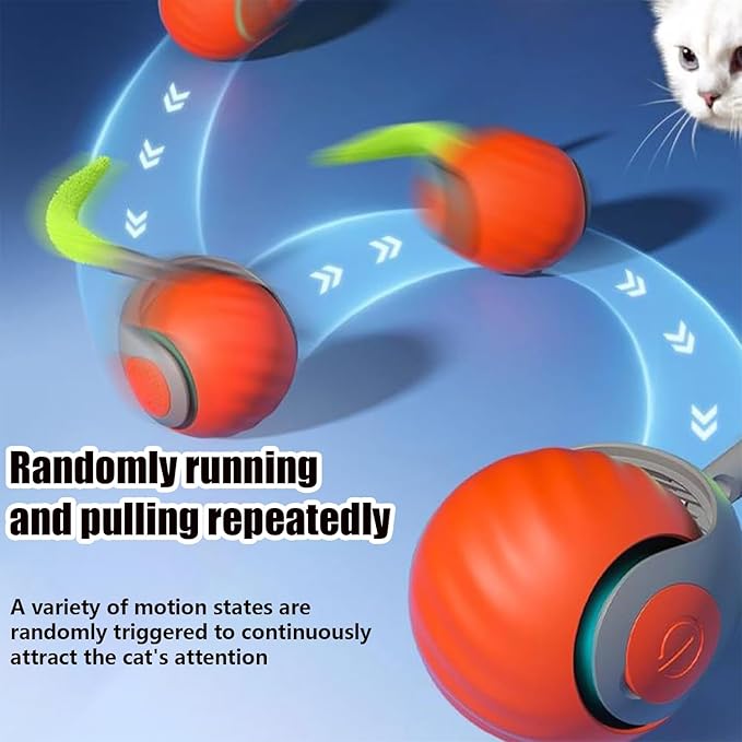 Speedy Tail 2.0,Speedy Tail Cat Toy,2025 New Generation Interactive Cat Toy,Smart Interactive Cat Toy Ball,Two Speed Adjustment,Automatic Moving Cat Toy Ball with Tail (Mix (Blue) - PAWPICO