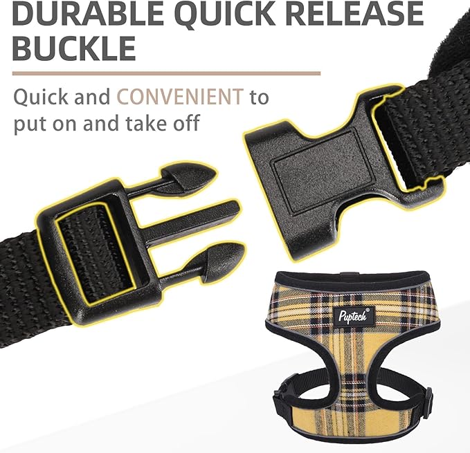 PUPTECK Soft Mesh Dog Harness and Leash Set Pet Puppy Cat Comfort Padded Vest No Pull Harnesses, Yellow, XS PUPTECK