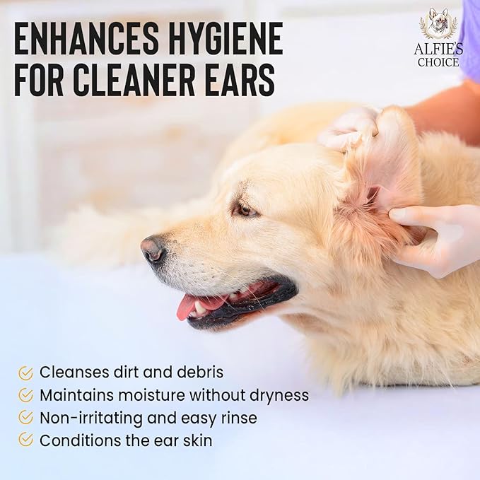 ALFIE'S CHOICE Dog Ear Wash - with Lavender & Tea Tree Oil to Soothes Pet Itchy Ears – Ear Wash for Dogs Cleans Debris and Buildup - Advanced Ear Cleanser for Dogs and Cats 16 fl oz AlfiesChoice