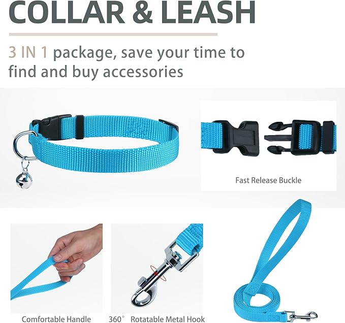 PUPTECK Adjustable Dog Harness Collar and Leash Set Step in No Pull Pet Harness for Small Medium Dogs Puppy and Cats Outdoor Walking Running, Soft Mesh Padded Reflective Vest Harnesses PUPTECK