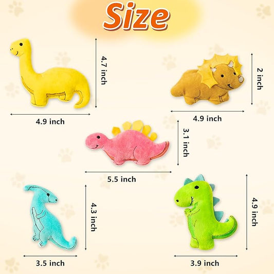 MALLMALL6 5Pcs Dinosaur Catnip Toys for Cat, Indoor Cat Chew Bite Bunny Kick Plush Catmint Pet Toys Supplies for Cat Lover Gifts, Interactive Cat Toy with Cute Expression for Pet Presents - PAWPICO