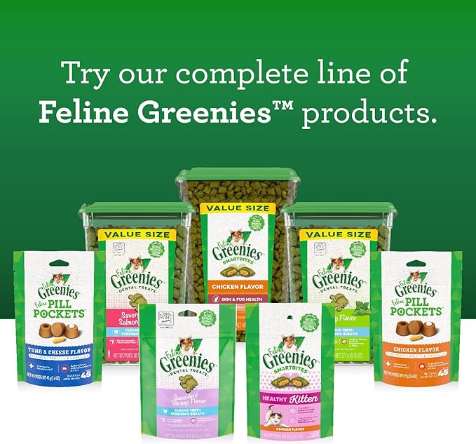 Greenies Feline Smartbites Skin & Fur Crunchy and Soft Natural Cat Treats, Chicken Flavor, 4.6 oz. Pack (Pack of 2) GREENIES
