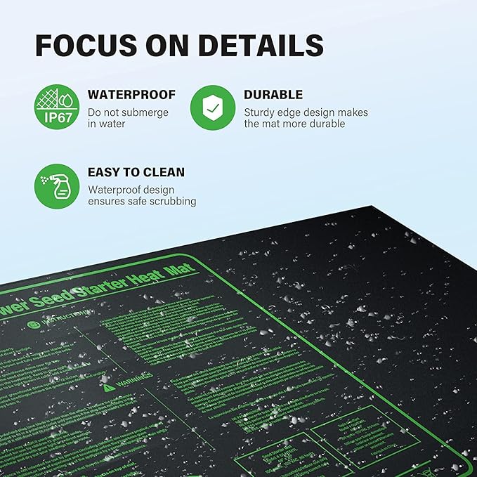 iPower GLHTMTCTRLHTMTL 48" x 20" Warm Hydroponic Seedling Heat Mat and Digital Thermostat Control Combo Set for Plant Germination, Black iPower