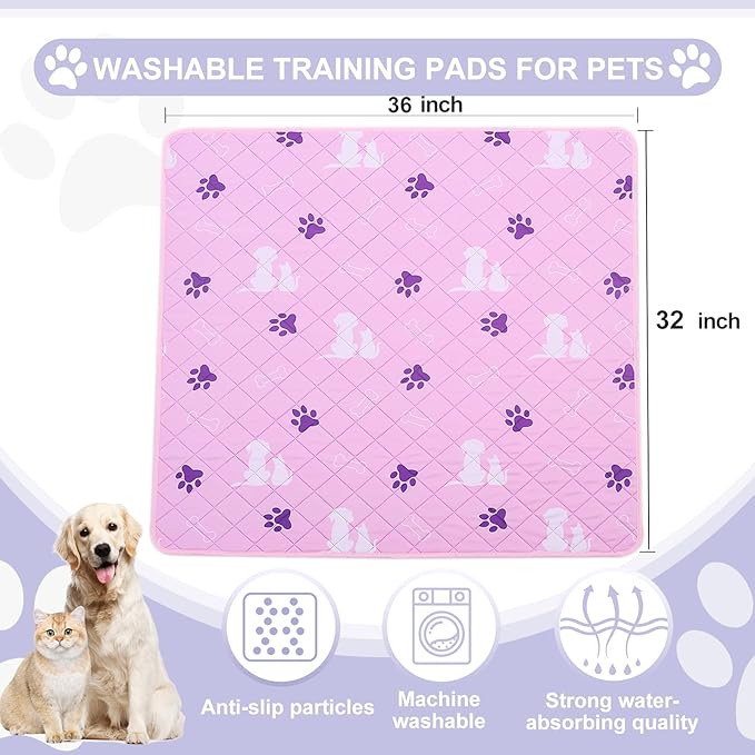 Washable Pee Pads for Dogs 2 Pack Non-Slip Reusable Puppy Pads 32x36 inch Reusable Pet Training Pads Puppy Pads Dog Training Pads with Fast Absorbent ,Waterproof Bed Pads,Dog Crate Pad - PAWPICO