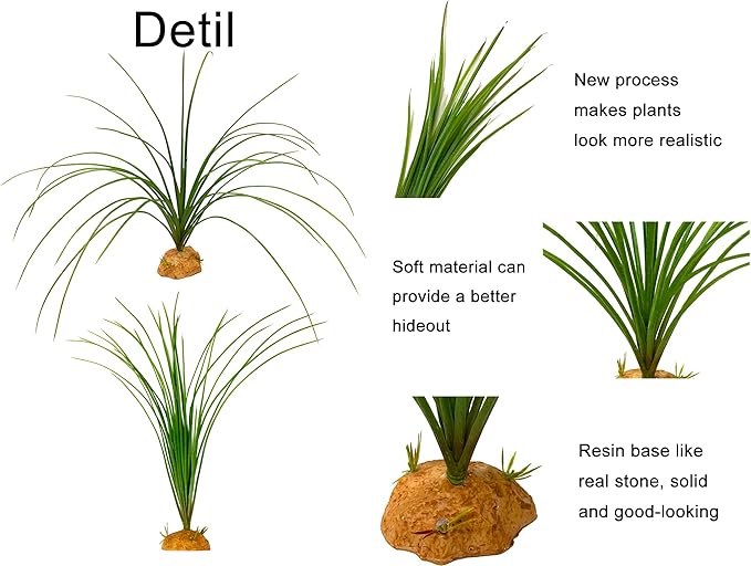 Woyrise Reptile Plants for Terrarium Decor, Amphibian Habitat Artificial Plants Bearded Dragon Tank Accessories fit Crested Gecko Leopard Lizard Chameleon Ball Python Snake Frog - Calamus Woyrise