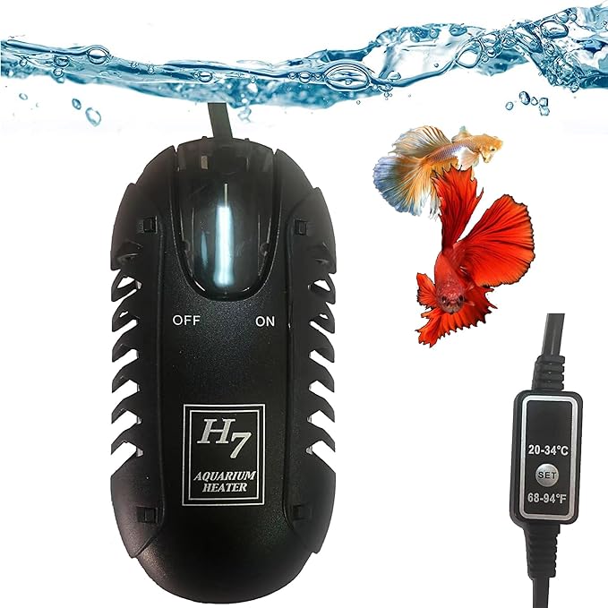 Mini Aquarium Heater 25W Small Fish Tank Heater 25 Watt with External Temperature Controller, LED Display, Used for 5-10 Gallon Tank ZHGSERVU