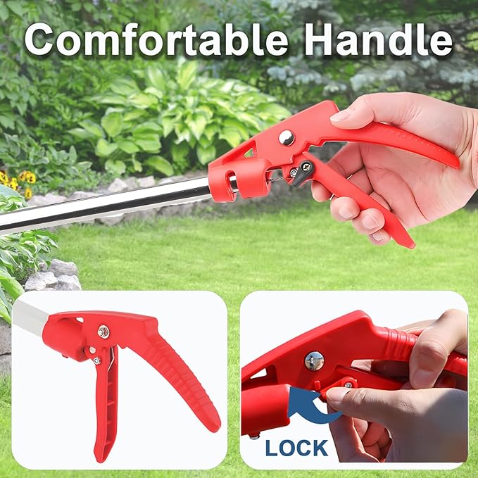 Upgraded 50'' Snake Grabber Tool with Lock, Foldable Snake Hook with Wide Jaw, Stainless Steel Snake Tongs, Long Reach Reptile Catcher, Non-Slip Grip for Safe Handling Incycall