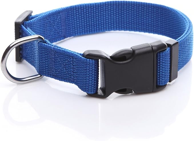 Adjustable Nylon Dog Collar, pet Collar 1 Inch 3/4 Inch 5/8 Inch Wide, for Large Medium Small Dogs(3/4 Inch, Blue TAIDA