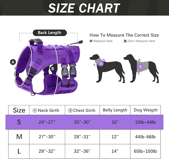 No Pull Tactical Dog Harness for Small Dogs, Escape Proof Molle Dog Vest Harness and Leash Set, Adjustable Military Service Dog Harness with Handle for Medium Large Dogs(S:25"-30"Chest Girth) Yungaspy