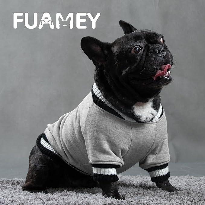 FUAMEY Dog Pullover Sweatshirt,Dog Winter Sweaters Warm Dog Clothes Dog Vest Thick Puppy Pullover Soft Pet Fleece Sweater Cute Doggie Boy Girl Outfit for Small Medium Dogs Grey L - PAWPICO