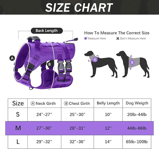No Pull Tactical Dog Harness for Medium Dogs, Escape Proof Molle Dog Vest Harness and Leash Set, Adjustable Military Service Dog Harness with Handle for Medium Large Dogs(M:28"-31" Chest) Yungaspy