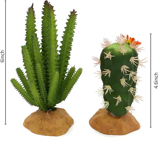 JIHAQUA Reptile Plants Succulent, Artificial Desert Rain Forests Plants for Lizard Bearded Dragon Chameleon Gecko Snake Amphibian Terrarium Decor (Set 2) JIHAQUA