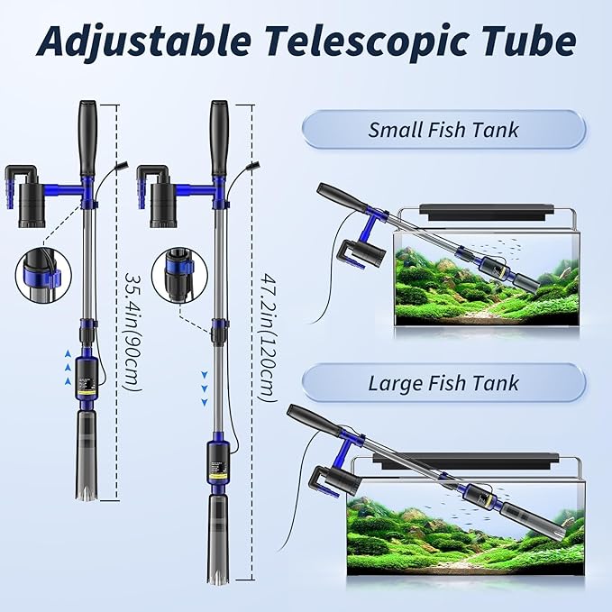 Fish Tank Cleaner - Aquarium Gravel Cleaner, 530GPH/32W Electric Fish Tank Cleaning Tools, Adjustable Water Flow Aquarium Cleaner Kit, Fish Tank Gravel Cleaner Vacuum for Wash Sand, Water Changing PAWPICO
