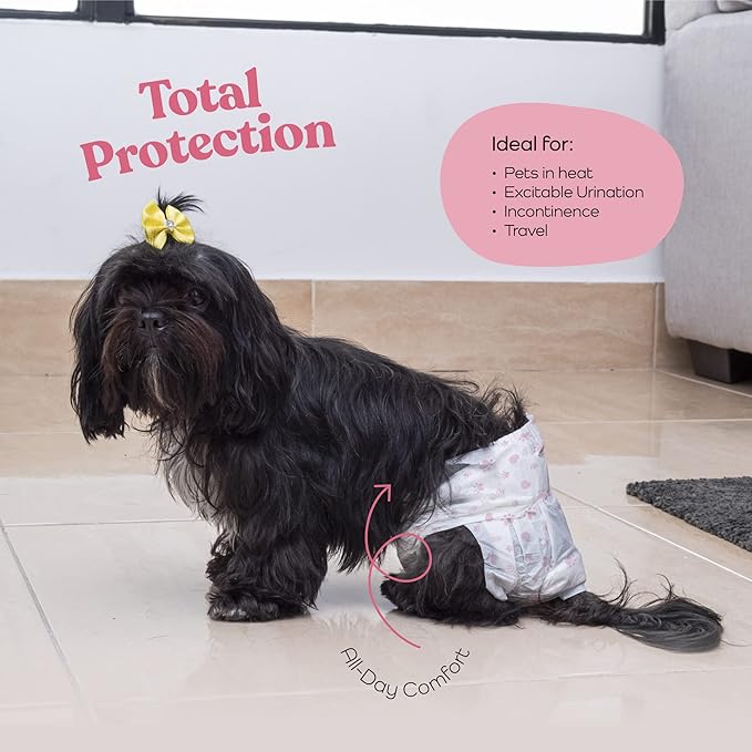 Comfortable Female Dog Diapers - 12-Pack Super Absorbent Disposable Doggie Diapers - FlashDry Gel Technology & Wetness Indicator - Leakproof Diapers for Dogs in Heat, Excitable Urination, Incontinence - PAWPICO