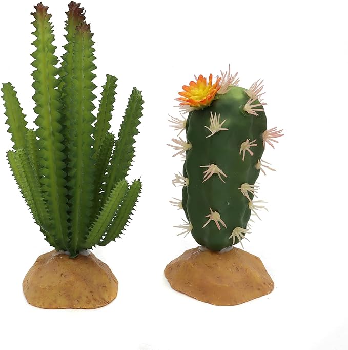 JIHAQUA Reptile Plants Succulent, Artificial Desert Rain Forests Plants for Lizard Bearded Dragon Chameleon Gecko Snake Amphibian Terrarium Decor (Set 2) JIHAQUA