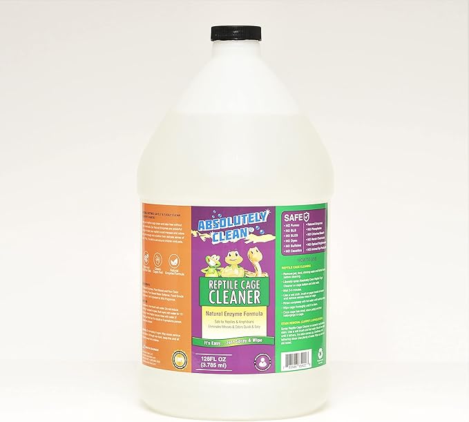 Amazing Reptile & Amphibian Terrarium Cleaner and Deodorizer - Just Spray/Wipe - Safely & Easily Removes Reptile & Amphibian Messes - USA Made (128oz Refill - Save 60%) AbsolutelyClean