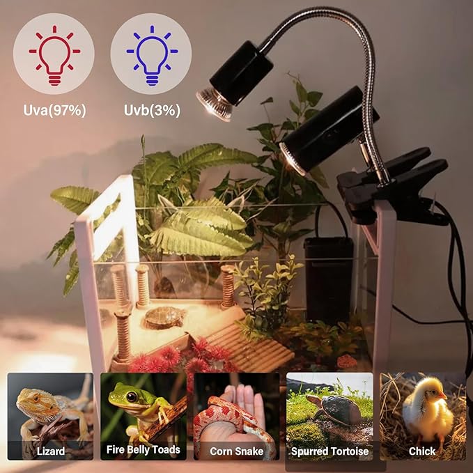 50W Turtle Reptiles Heat Lamp Bulb,4-Pack UVA UVB Heating Bulbs for Reptiles and Amphibian Tanks,Terrariums and Cages,Works with Various E26 Base Lamp Fixtures PAWPICO