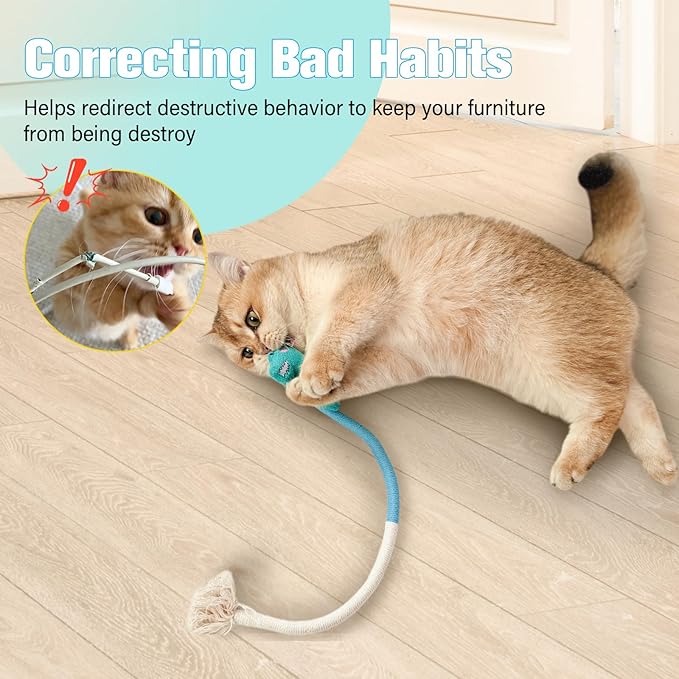 Sisal Rope Cat Toys,Safe Catnip Toys Without Wire,3 Pack Cat Toys for Bored Indoor Cats,Dental Kitty Chew Toys with Silvervine Gall Fruit,Bite-Resistant Teeth Clean Chew Cat Toy All Breeds - PAWPICO