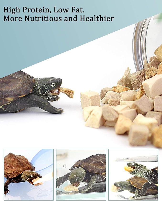 3 in 1 Meat Turtle Food - Chicken & Duck & Fish Meat Natural Freeze Dried Human-Grade Turtle Treats BNYEE
