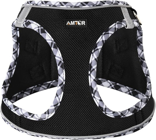 AMTOR Dog Harness with Leash Set,No Pull Adjustable Reflective Step-in Puppy Harness with Padded Vest for Extra-Small/Small Medium Large Dogs and Cats(Blackwhite),XLarge(Chest:19.5''''-23'''' AMTOR