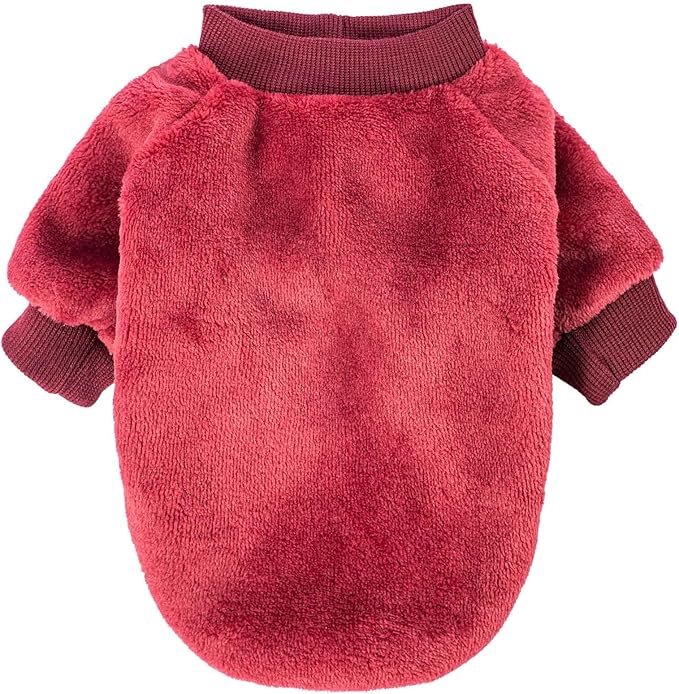 FabriCastle Small Dog Sweaters Christmas Clothes Coat for Dogs Girl or Boy Cozy Puppy Yorkie Pet Winter Clothes Jacket Plush Apparel for Cat (X-Small, Dark red,Dark Green) - PAWPICO