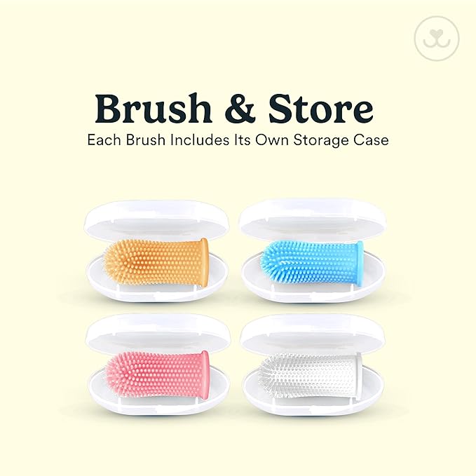 Jasper Dog Toothbrush, 360º Dog Tooth Brushing Kit, Cat Toothbrush, Dog Teeth Cleaning, Dog Finger Toothbrush, Dog Tooth Brush for Small & Large Pets, Dog Toothpaste Not Included, 4-Pack Multicolor JASPER%C2%AE