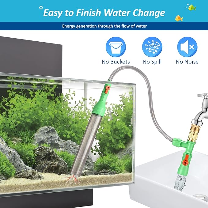 ZZM Fish Tank Cleaning Tools, Aquarium Water Changer Kit, Siphon Fish Tank Vacuum Gravel Cleaner, Universal Water Pump Accessories for Aquarium Quick Water Change (50ft) ZZM