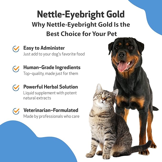 Pet Wellbeing Nettle-Eyebright Gold for Dogs & Cats - Vet-Formulated - Seasonal Sneezing, Itching, Watery Eyes - Natural Herbal Supplement 4 oz (118 ml) PetWellbeing