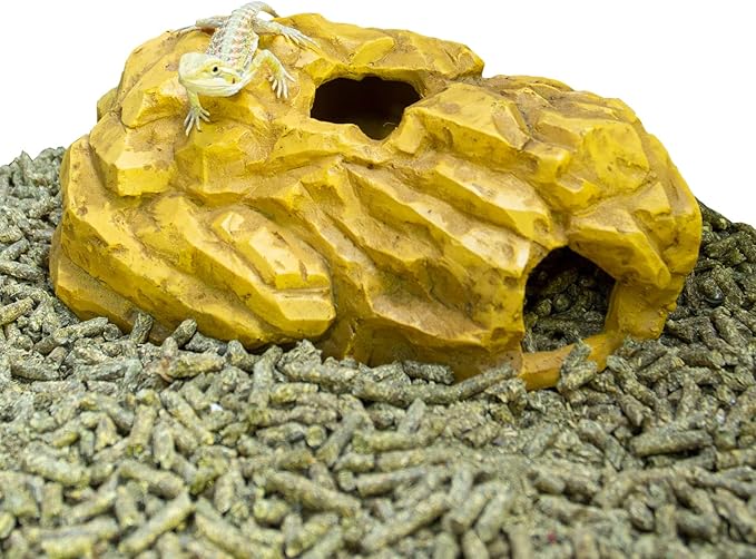 REPTIZOO Reptile Hide Hookable Multi-Levels Hideout Resin Reptile Cave Bearded Dragon Hideout Reptile Terrarium Accessories Decor for Reptiles, Amphibians, Snakes, Lizards,Leopard Gecko REPTIZOO