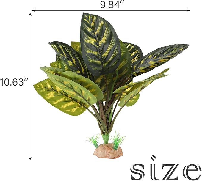 Terrarium Plants for Reptile Terrarium, Reptile Plants Tortoise Habitat Accessories, Artificial Spider Plant for Gecko, Ball Python, Tortoise Terrarium Décor - Peacock Prayer IBWell
