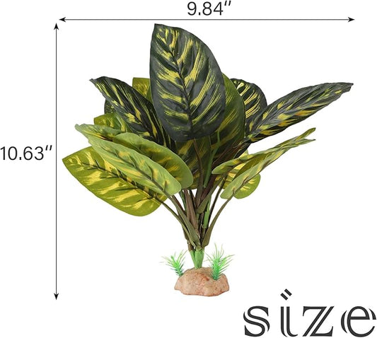 Terrarium Plants for Reptile Terrarium, Reptile Plants Tortoise Habitat Accessories, Artificial Spider Plant for Gecko, Ball Python, Tortoise Terrarium Décor - Peacock Prayer IBWell