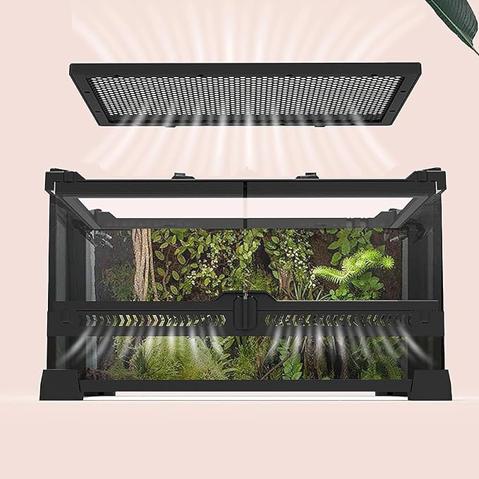 Reptile Glass Terrarium Kit (8 Pieces) 12 * 8 * 8 in,Double Door Amphibian Tank Starter Kit, Suitable for Small Reptiles Such as Geckos, Snakes, Lizards, Chameleons,Serpents SARUFO