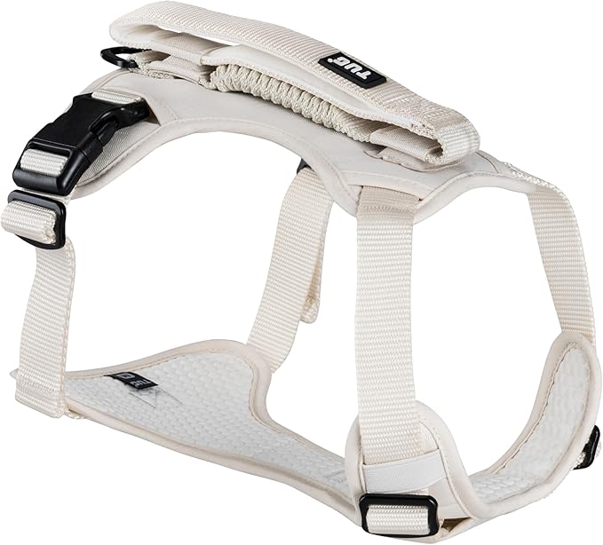 TUG Grab Dog Harness | Integrated Traffic Leash Magnetically Attached for Quick Control (XL/Cream) TUG