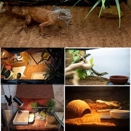Hamiledyi Reptile Carpet Natural Coconut Fiber Tortoise Carpet Mat for Pet Terrarium Liner Reptile Supplies for Lizard Snake Chamelon Turtle Bedding Bunny Rabbit Mat (2*Sheets) Hamiledyi
