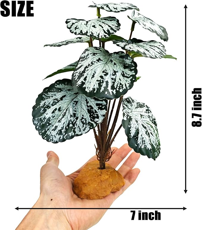 Woyrise Reptile Artificial Plants for Terrarium Decor, Amphibian Habitat Decorations Bearded Dragon Tank Accessories fit Crested Gecko Leopard Lizard Chameleon Snake Frog - Fake Spots Heuchera Woyrise