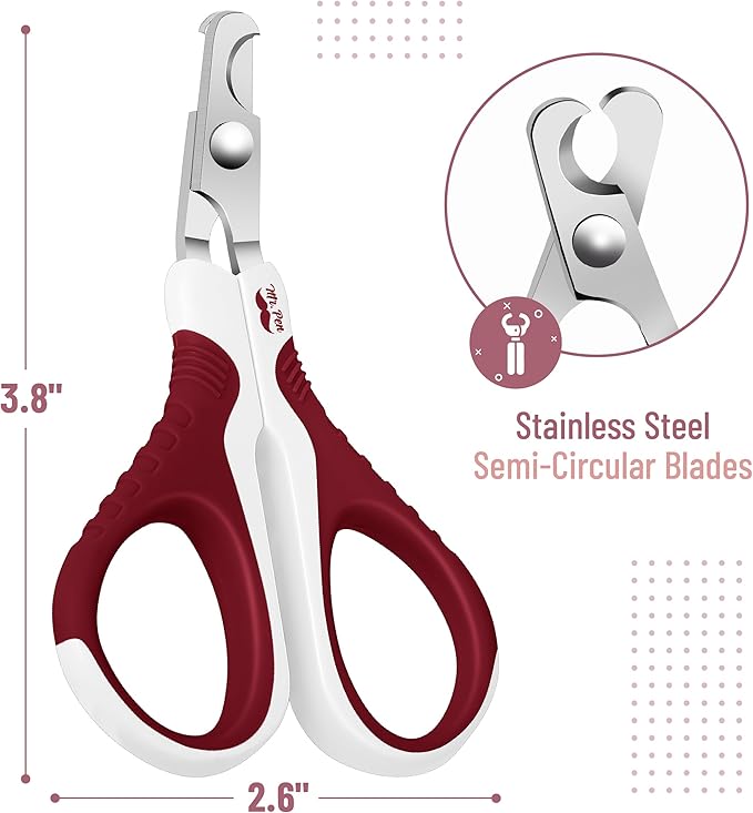 Mr. Pen- Cat Nail Clipper, Wine & White Cat Nail Trimmer, Cat Nail Clippers, Cat Claw Clippers, Cat Clippers for Nails, Pet Nail Clippers, Kitten Nail Clipper, Small Dog Nail Clipper Cat Claw Trimmer - PAWPICO