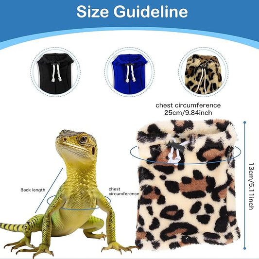Lizard Clothes Bearded Dragon Hoodie Sweater Jacket Small Pet Costume Flannel Apparel for Reptiles Party Cosplay Props Chameleon Outfit Reptile Clothing Accessories HOKABLE