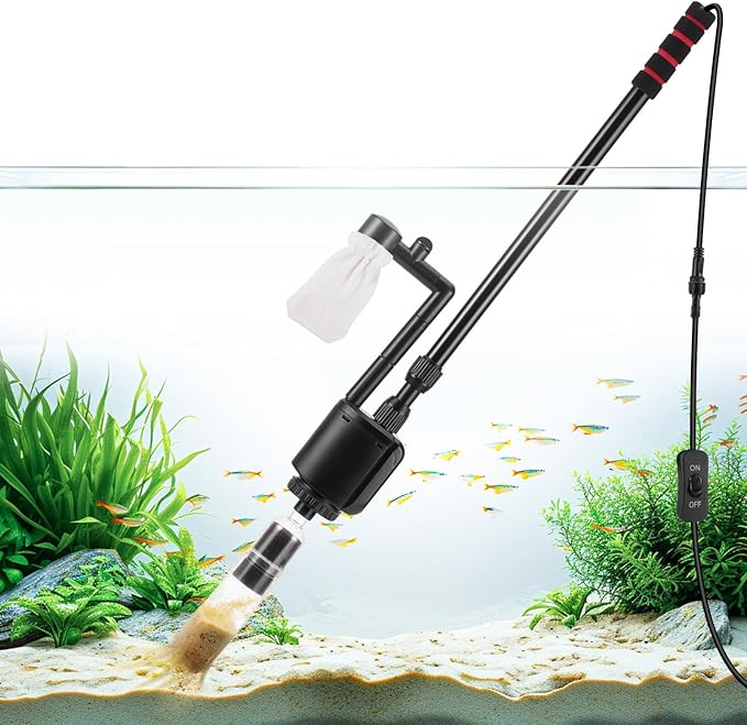 AQQA Aquarium Gravel Cleaner Kit, 6 in 1 Electric Fish Tank Vacuum Cleaning Tools Water Changer, Multifunction Wash Sand Filter Water Circulation 20W 320GPH 110V AQQA
