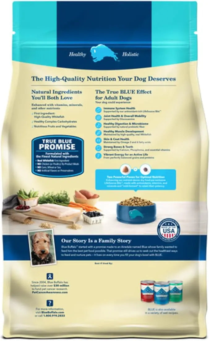 Blue Buffalo Life Protection Formula Adult Dry Dog Food, Helps Build and Maintain Strong Muscles, Made with Natural Ingredients, Fish & Brown Rice Recipe, 34-lb. Bag - PAWPICO