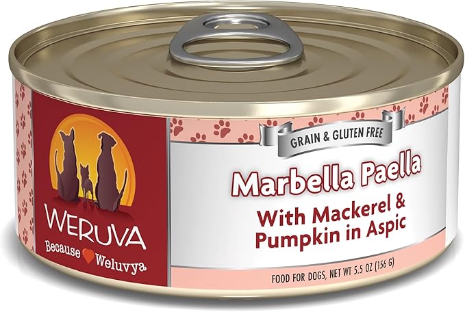 Weruva Classic Dog Food, Marbella Paella with Mackerel & Pumpkin in Aspic, 5.5Oz Can (Pack of 24) - PAWPICO