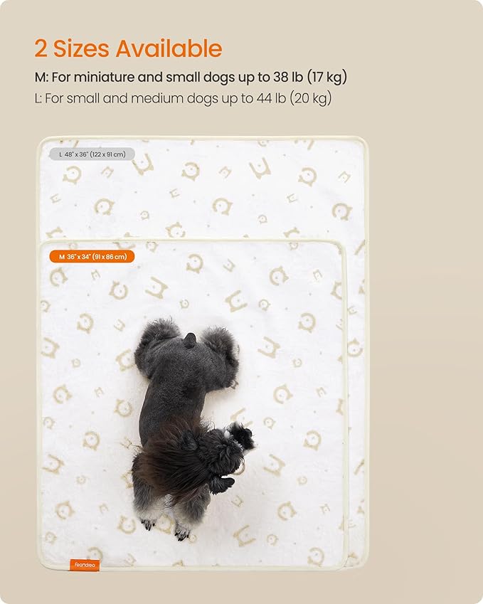 Feandrea Washable Pee Pads for Dogs, 2 Pack, Reusable Dog Pads, 36 x 34 Inches, M, Waterproof Pet Training Pads, Leakproof, Non-Slip, Super Absorbent, for Dogs, Cats, Rabbits, Cloud White UPTD002W01 - PAWPICO