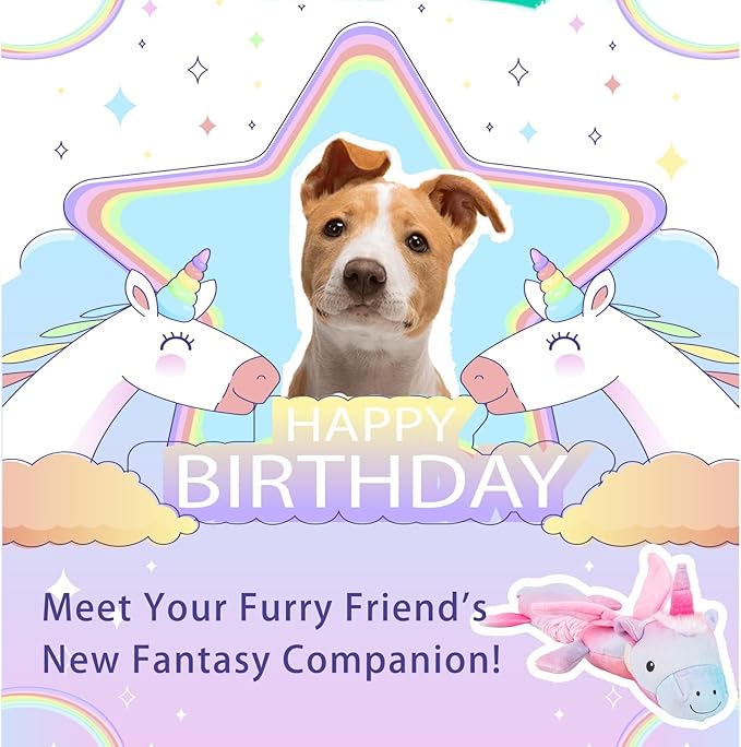 Squeaky Dog Toys, Crinkle Dog Toy, Plush Unicorn Dog Toy, Dog Toys to Keep Them Busy, Tug of War & Pull Dog Toys for Small, Medium Dogs Puppy - PAWPICO