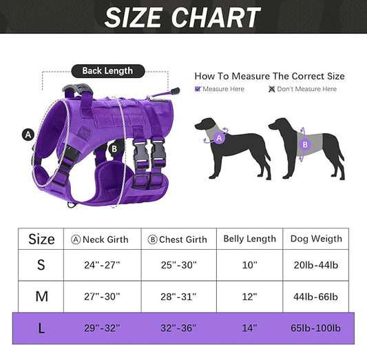 No Pull Tactical Dog Harness for Large Dogs, Escape Proof Molle Dog Vest Harness and Leash Set, Adjustable Military Service Dog Harness with Handle for Medium Large Dogs(L:32"-36"Chest Girth) Yungaspy