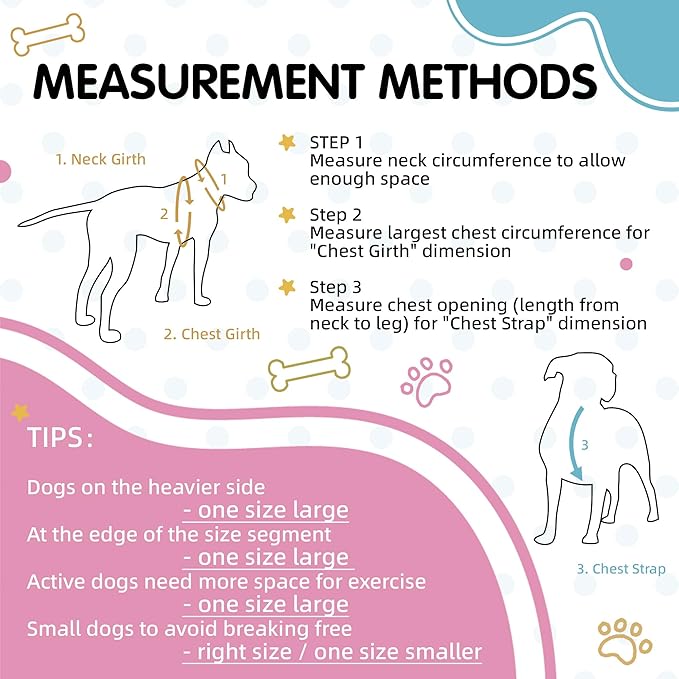 Tri-Color Harness for Medium Dog, Adjustable Step-in Design No Pull Dog Harness No Pull, Heavy Duty Puppy Harness, Easy Walk Medium Size Dog,M: 3/4''''W x Chest 19''- 25'''' Pawhuggies
