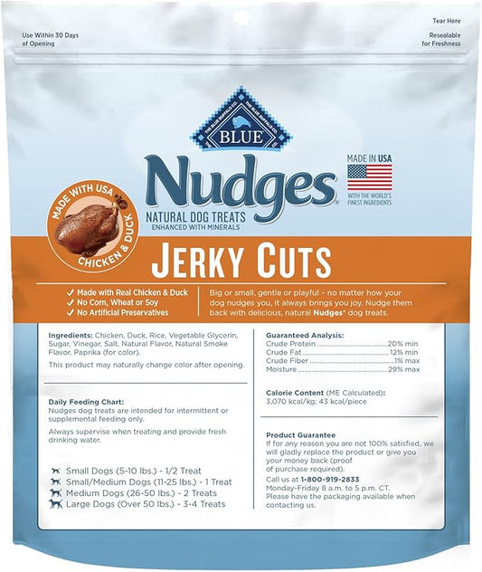Blue Buffalo Nudges Jerky Cuts Dog Treats, Made in the USA with Natural Ingredients, Chicken & Duck, 36-oz. Bag - PAWPICO
