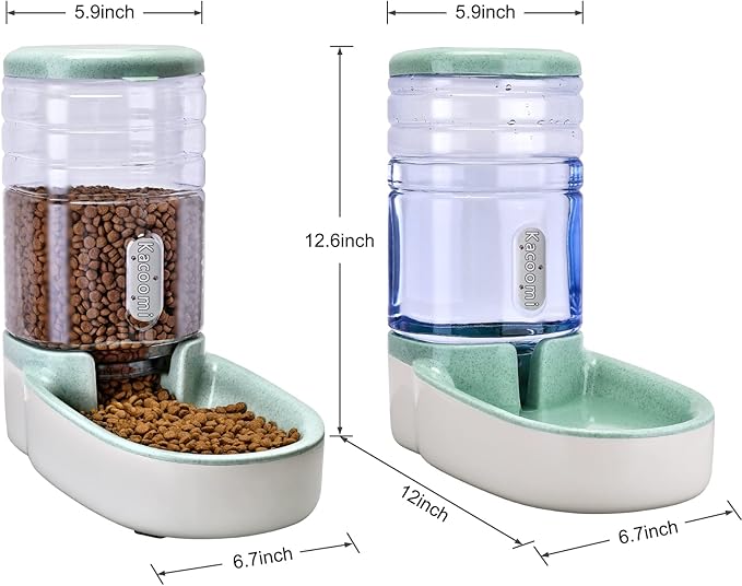 Automatic Dog Cat Feeder and Water Dispenser Gravity Food Feeder and Waterer Set with Pet Food Bowl for Small Medium Dog Puppy Kitten, Large Capacity 1 Gallon x 2 - PAWPICO