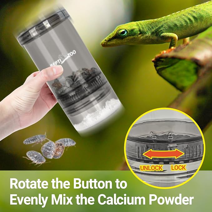 REPTI ZOO Reptile Cricket Powder Mixer, Insect Calcium Mixer, Cricket Nutrients Shaker for Gecko Snake Lizards, Feed Dispenser for Reptile & Amphibians | Terrarium Tank Accessories REPTIZOO